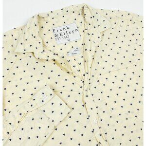 Frank & Eileen Joedy Shirt Women Medium Striped Hearts Cotton Button-Up Crinkled